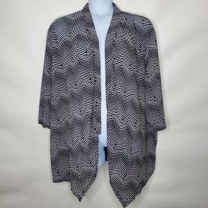 Catherines Chevron Stripe Open Front Stretch Cardigan Size 5X Asymmetric Hem NEW